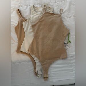 Elle Grey Piece Bodysuit Set - Cream and Tan XS/S